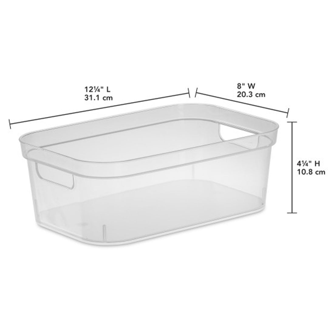 Sterilite 4.25x8x12.25 In Storage Bin w/ Carry Through Handles, Clear (16 Pack)