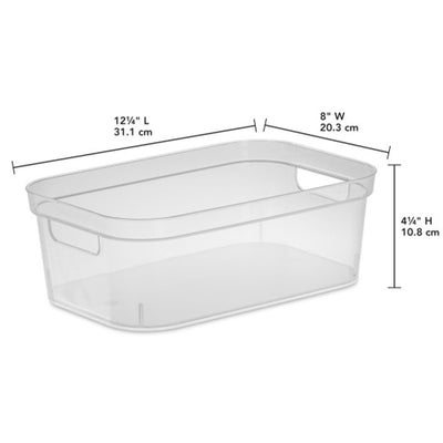 Sterilite 4.25x8x12.25 In Storage Bin w/ Carry Through Handles, Clear (24 Pack)