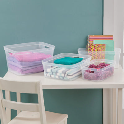 Sterilite 4.25x8x12.25 In Storage Bin w/ Carry Through Handles, Clear (32 Pack) - VMInnovations