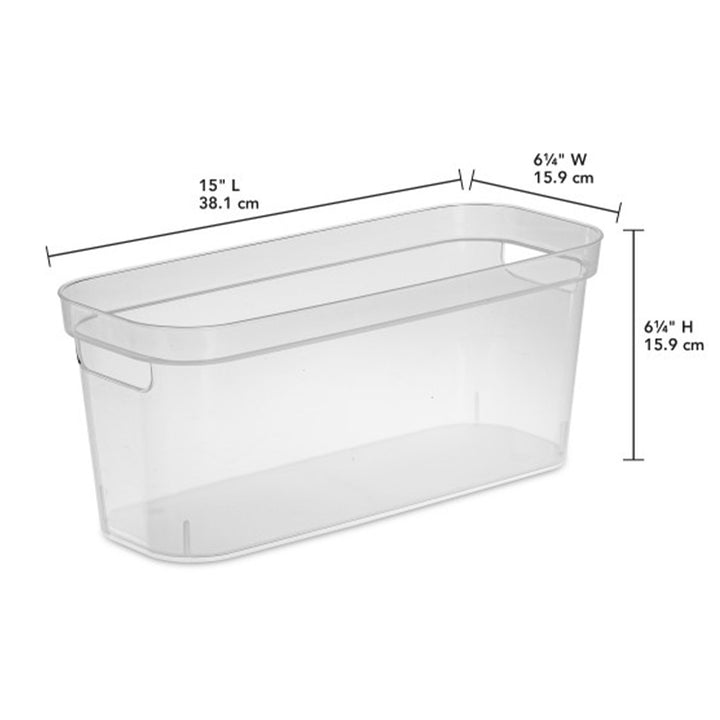 Sterilite 6.25x6.25x15 In Narrow Storage Bin w/ Carry Handles, Clear (16 Pack) - VMInnovations