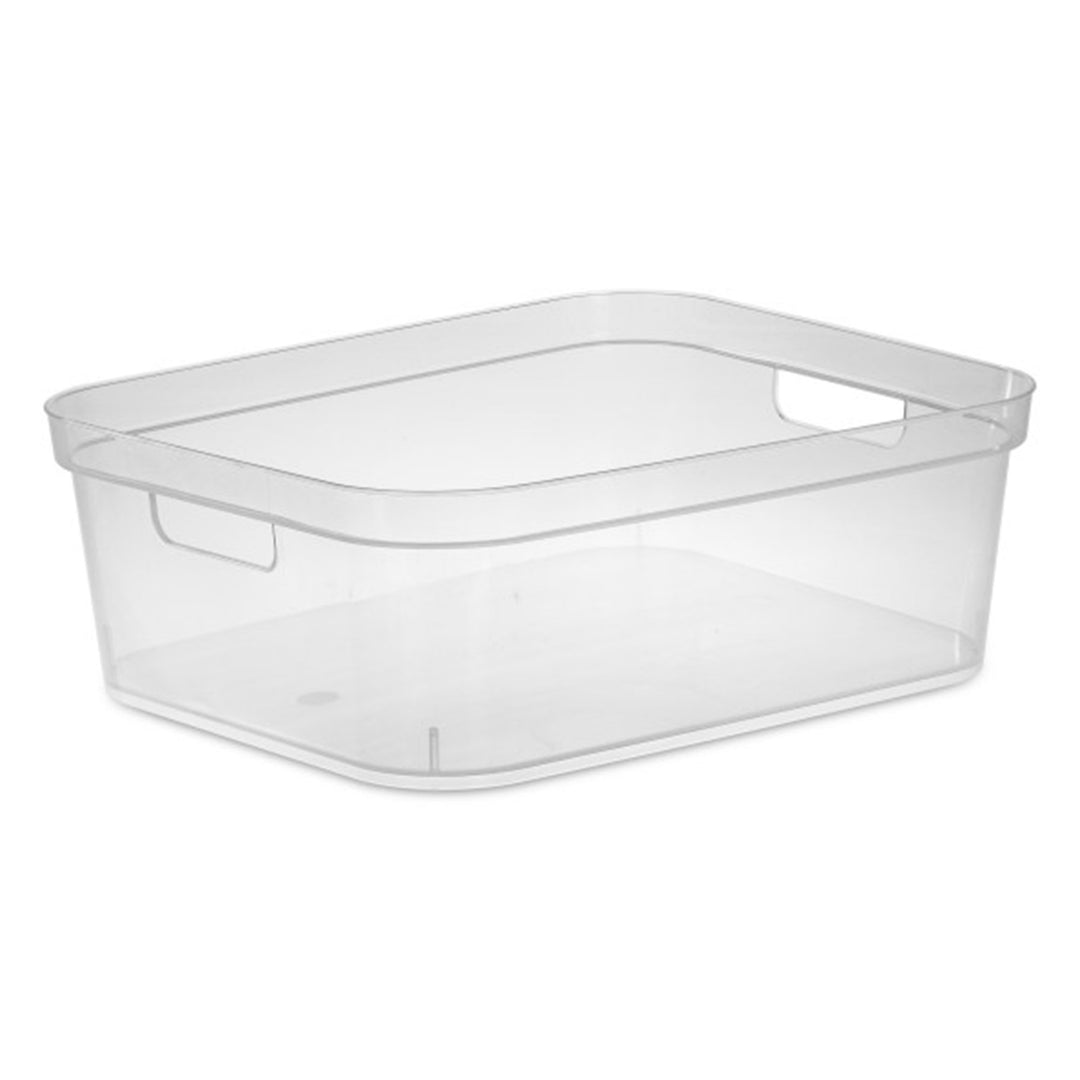 Sterilite 5.25 x 12 x 15 Inch Storage Bin w/ Carry Through Handles, Clear, 24 Ct