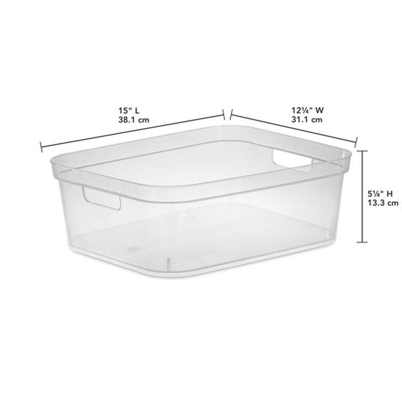 Sterilite 5.25 x 12 x 15 Inch Storage Bin w/ Carry Through Handles, Clear, 16 Ct