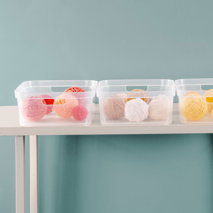Sterilite 5.25 x 12 x 15 Inch Storage Bin w/ Carry Through Handles, Clear, 8 Ct