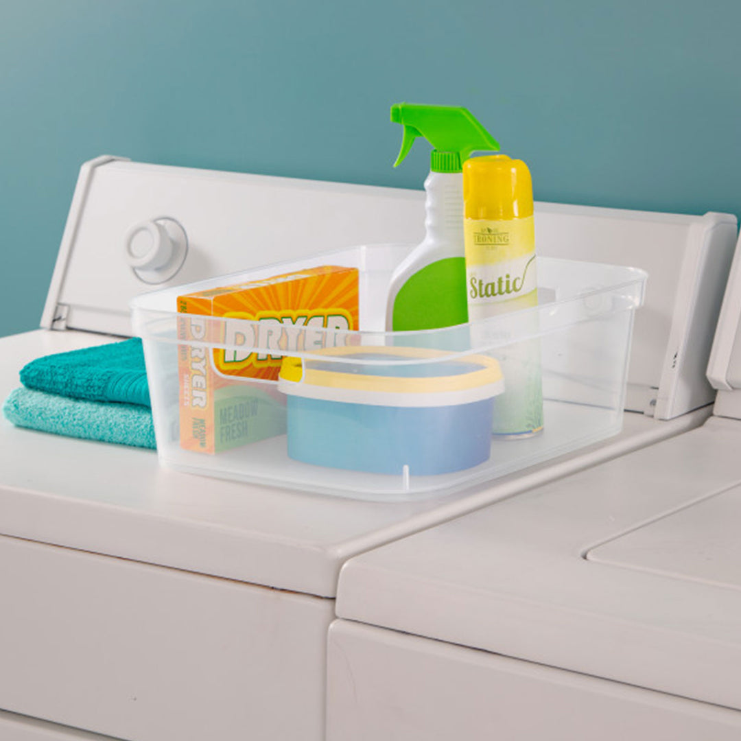 Sterilite 5.25 x 12 x 15 Inch Storage Bin w/ Carry Through Handles, Clear, 16 Ct - VMInnovations