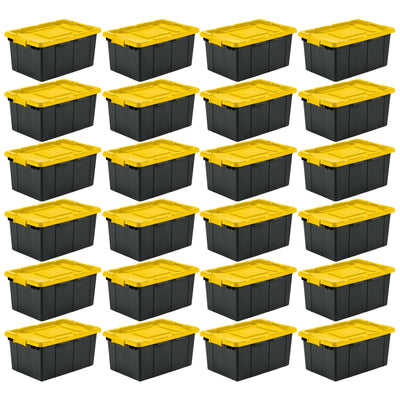 Sterilite 15 Gal Industrial Storage Tote w/ Latching Lid, Black/Yellow (24 Pack)
