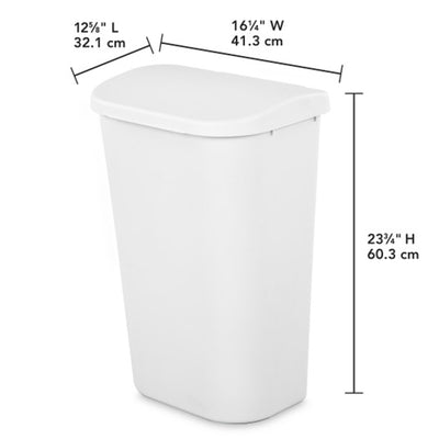 Sterilite 11.3 Gal Lift Top Lid Wastebasket Kitchen Trash Can, White (12 Pack)