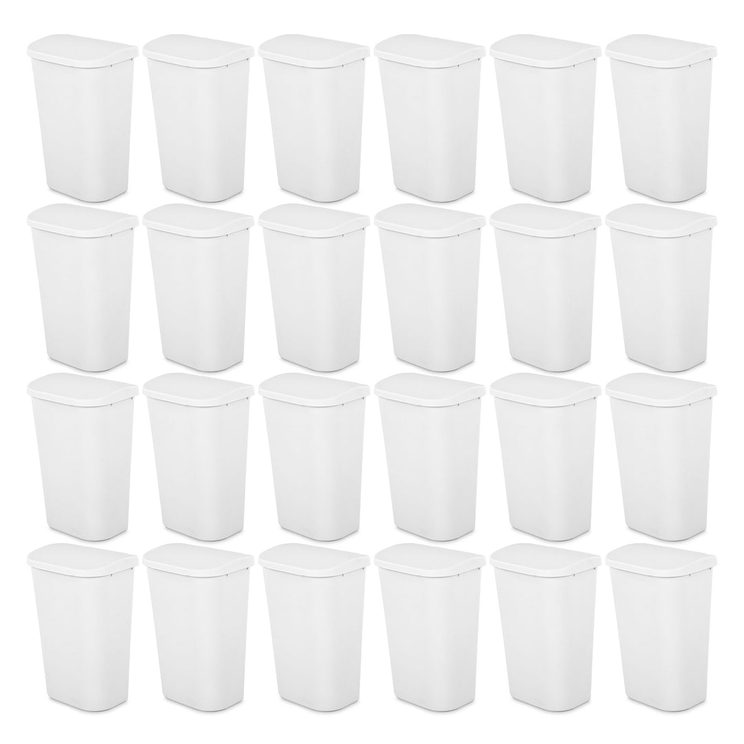 Sterilite 11.3 Gal Lift Top Lid Wastebasket Kitchen Trash Can, White (24 Pack)