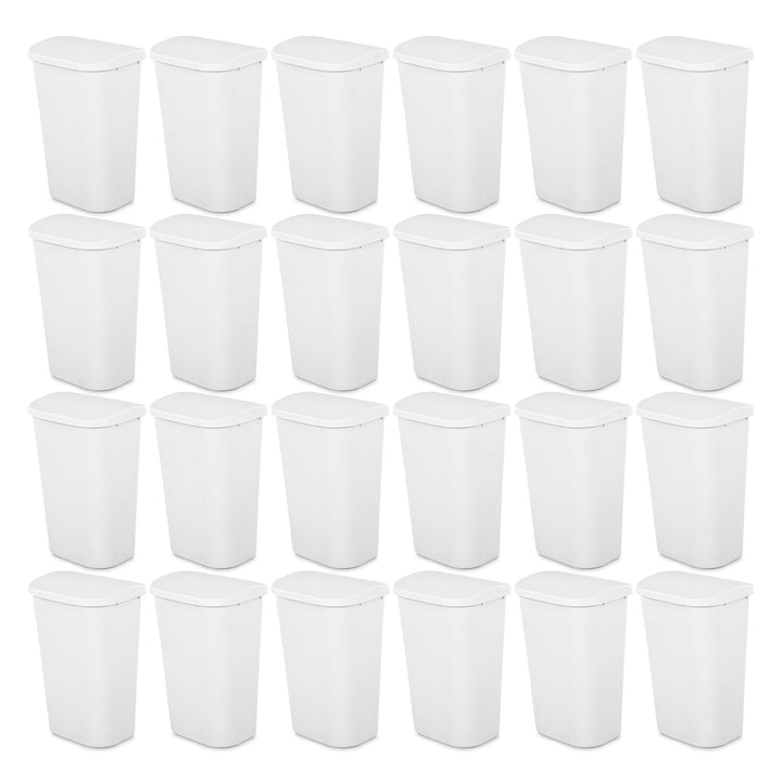 Sterilite 11.3 Gal Lift Top Lid Wastebasket Kitchen Trash Can, White (24 Pack)