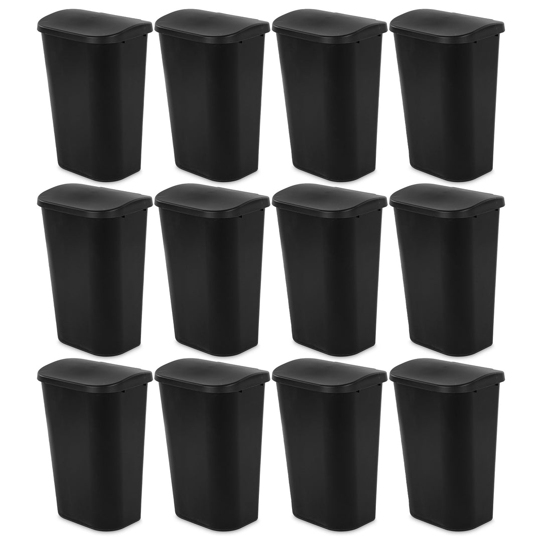 Sterilite 11.3 Gal Lift Top Lid Wastebasket Kitchen Trash Can, Black (12 Pack)