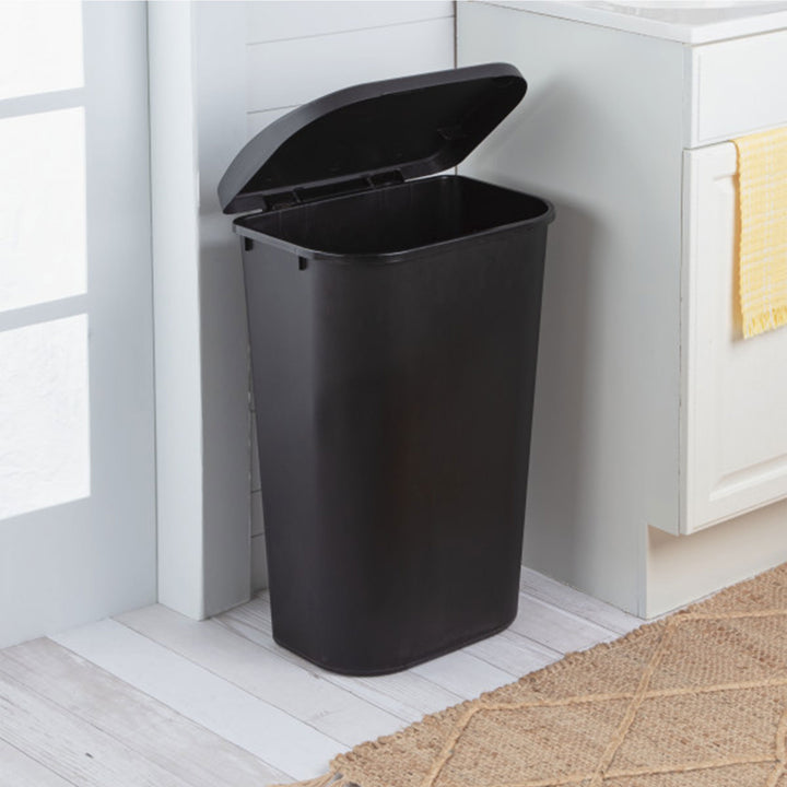 Sterilite 11.3 Gal Lift Top Lid Wastebasket Kitchen Trash Can, Black (18 Pack)