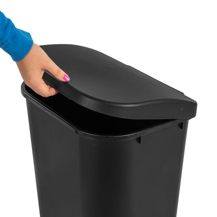 Sterilite 11.3 Gallon Lift Top Lid Wastebasket Kitchen Trash Can, Black (6 Pack)