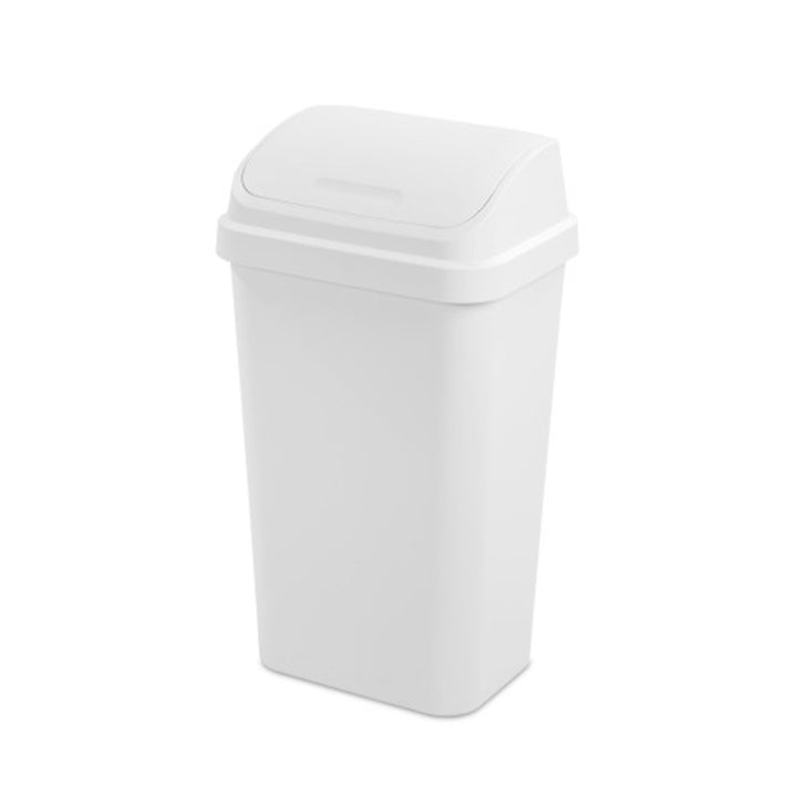 Sterilite 13 Gal Swing Top Lidded Wastebasket Kitchen Trash Can, White (16 Pack)