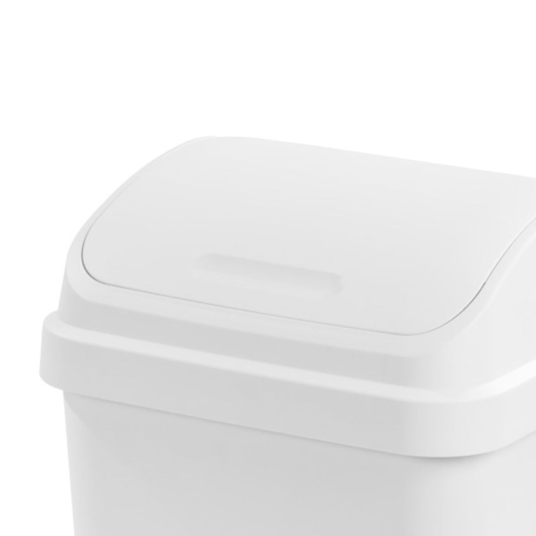 Sterilite 13 Gal Swing Top Lidded Wastebasket Kitchen Trash Can, White (8 Pack)