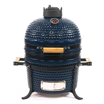 15 Inch Kamado Barbecue Charcoal Grill with Built-In Thermometer, Blue (Used)