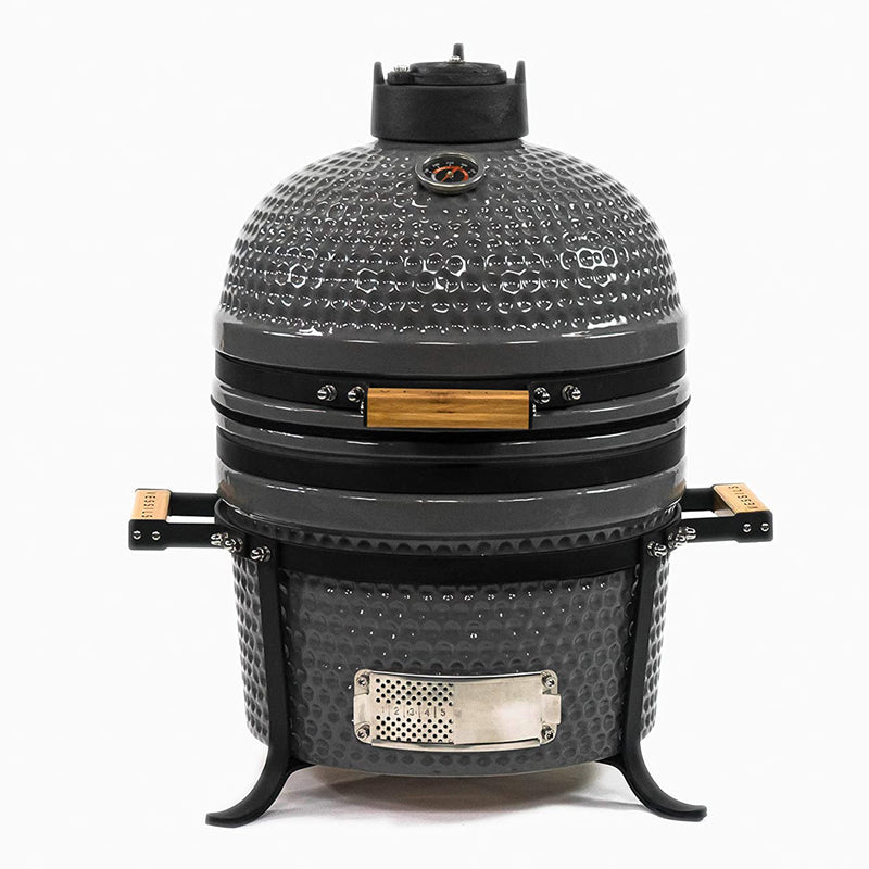 VESSILS 15 Inch Kamado Barbecue Charcoal Grill with Built-In Thermometer, Grey
