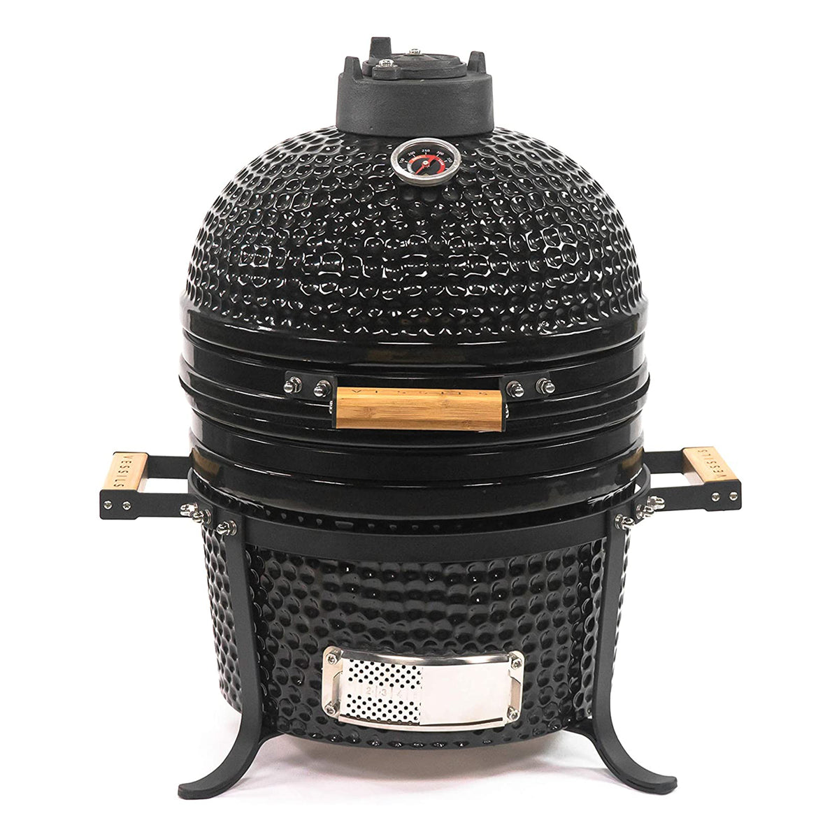 VESSILS 15 Inch Kamado Barbecue Charcoal Grill with Built-In Thermometer, Black