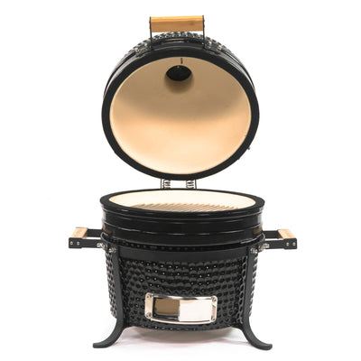 VESSILS 15 Inch Kamado Barbecue Charcoal Grill with Built-In Thermometer, Black