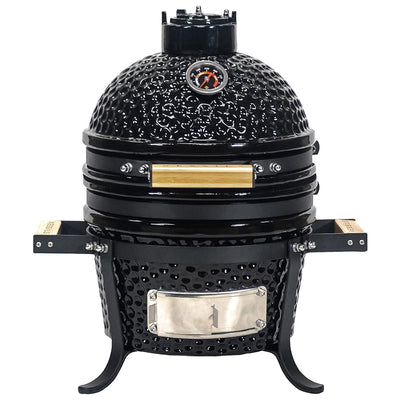VESSILS 13 Inch Kamado Barbecue Charcoal Grill with Built In Thermometer, Black