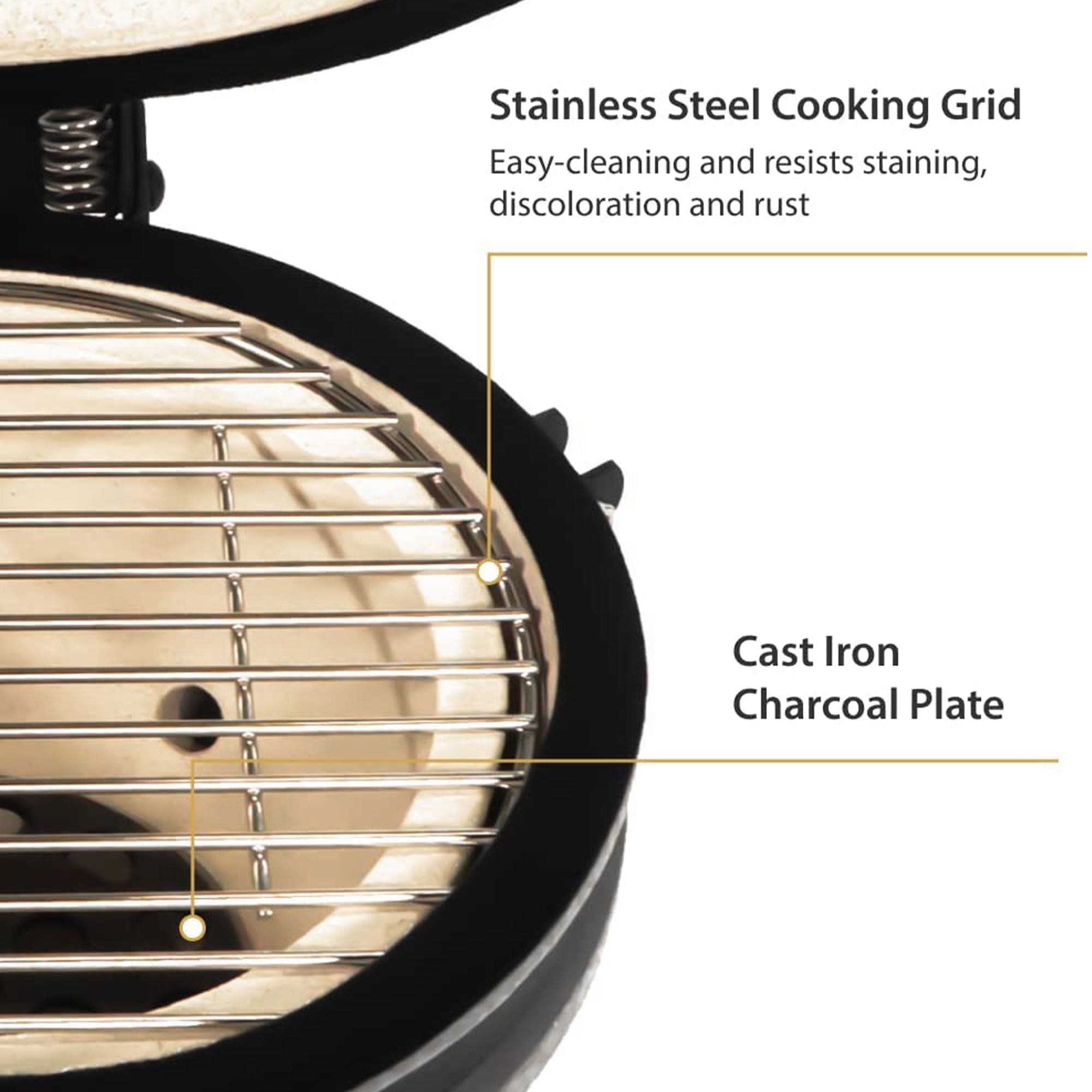 VESSILS 13 Inch Kamado Barbecue Charcoal Grill with Built In Thermometer, Black