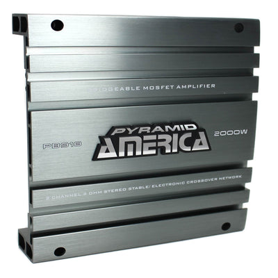 Pyramid 2000W 2 Channel Car Audio Amplifier Power Bridgeable MOSFET (Open Box)