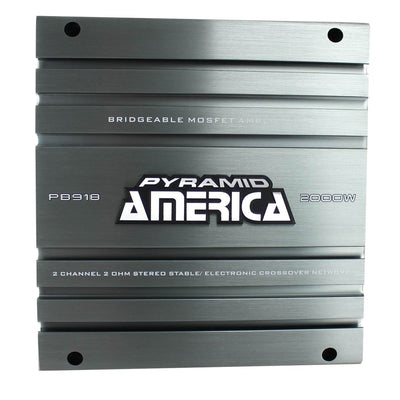 Pyramid 2000W 2 Channel Car Audio Amplifier Power Bridgeable MOSFET (Open Box)