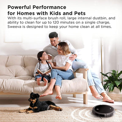 TCL Sweeva 1000 Slim Rechargeable Robot Vacuum Cleaner w/ Remote Control, Black