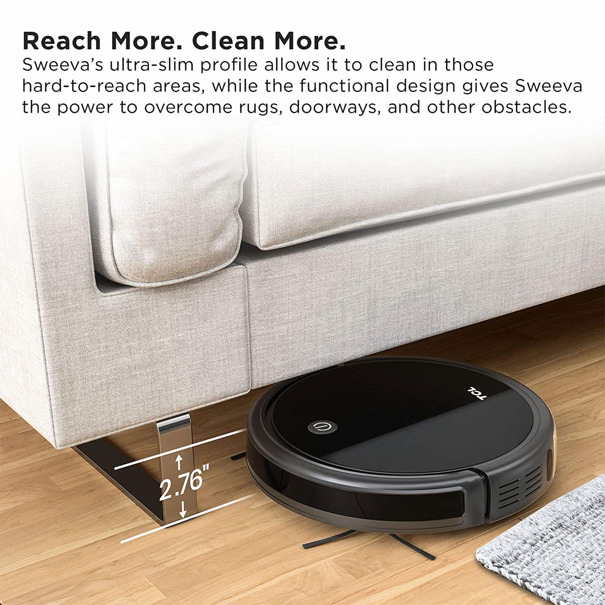 TCL Sweeva 1000 Slim Rechargeable Robot Vacuum Cleaner w/ Remote Control, Black