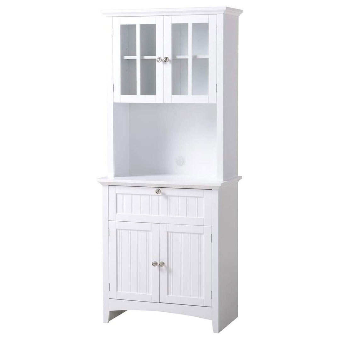 American Furniture Classics OS Home & Office Wooden Buffet & Hutch, White (Used)