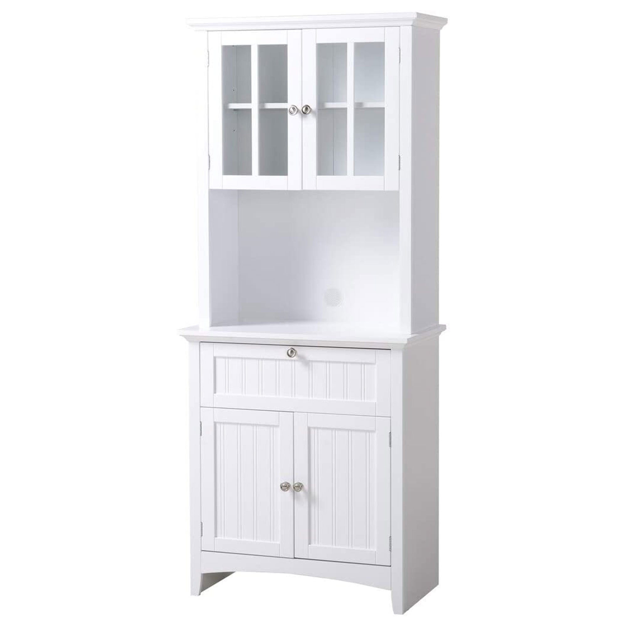 American Furniture Classics OS Home and Office Wooden Buffet and Hutch, White - VMInnovations