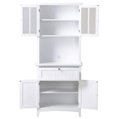 American Furniture Classics OS Home & Office Wooden Buffet & Hutch, White (Used)