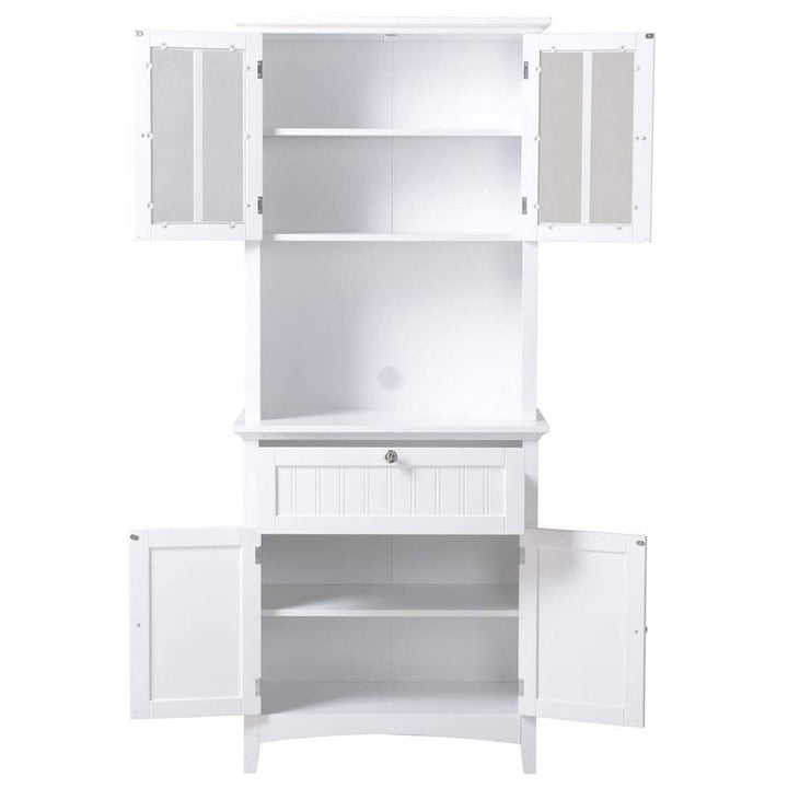 American Furniture OS Home and Office Wooden Buffet and Hutch, White (Open Box)