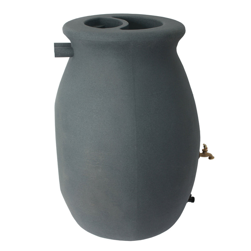 Algreen Castilla 50 Gallon Plastic Flat Back Rain Collection Barrel, Brownstone