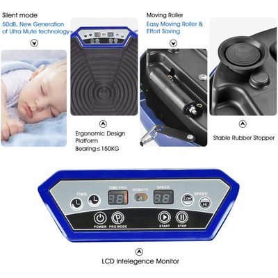 Wonder Maxi 3D Vibration Plate Exercise Machine w/ Dual Motor Oscillation, Blue