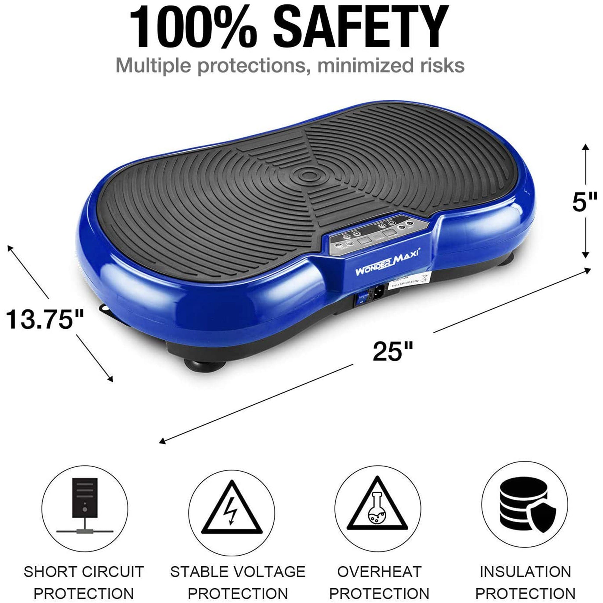 Wonder Maxi 3D Vibration Plate Exercise Machine w/ Dual Motor Oscillation, Blue