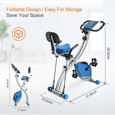 Wonder Maxi Folding Magnetic Indoor Exercise Bike with Arm Resistance Bands - VMInnovations