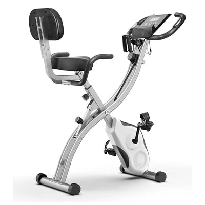 Wonder Maxi Folding Magnetic Indoor Exercise Bike w/ Arm Resistance Bands, Black