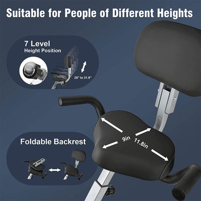 Wonder Maxi Folding Magnetic Indoor Exercise Bike w/ Arm Resistance Bands, Black