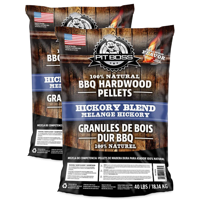 Pit Boss 55436 40 Pound Barbeque Wood Pellets for Pellet Grill, Hickory (2 Pack)