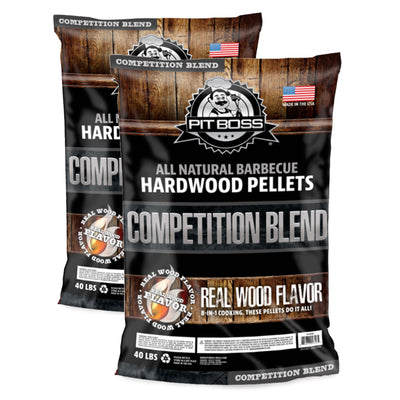 Pit Boss 55435 40 Pound Bag BBQ Wood Pellets for Pellet Grill, Competition Blend (2 Pack)