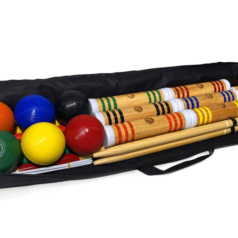 YardGames Premium Lawn Croquet Game w/ 6 Wood Mallets, Balls, & Case (Open Box)