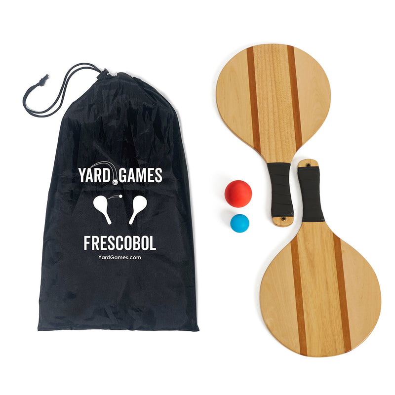 YardGames Premium Frescobol Game Set Beach Tennis Paddle Ball, 2 Paddles 1 Ball