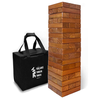YardGames Tumbling Timbers Wood Stacking Game w/54 Stained Pine Blocks(Open Box) - VMInnovations