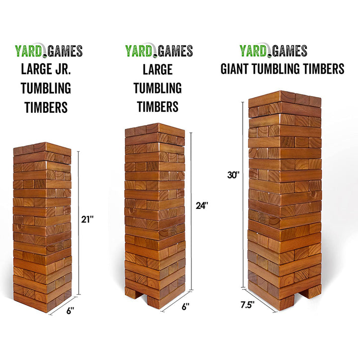 YardGames Tumbling Timbers Wood Stacking Game w/ 56 Stained Pine Blocks (Used)