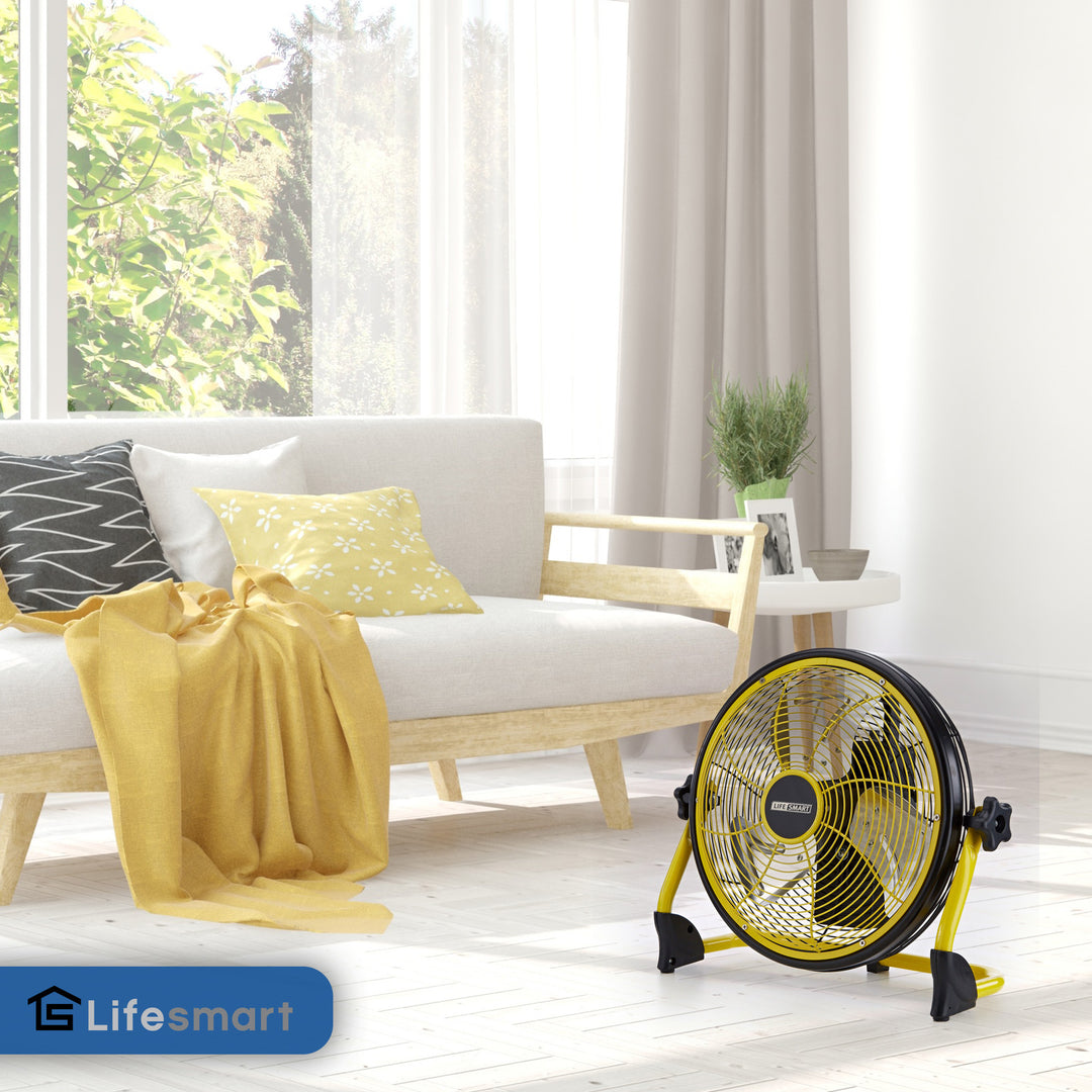 Lifesmart FGD-12C 12 In Rechargeable Battery Powdered Variable Speed Fan, Yellow