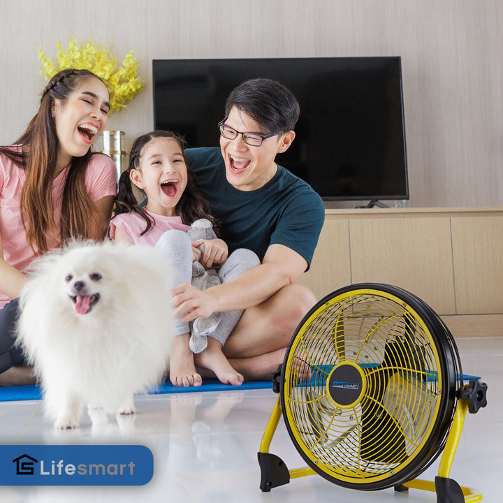 Lifesmart FGD-12C 12 In Rechargeable Battery Powdered Variable Speed Fan, Yellow