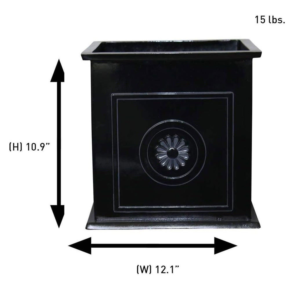 Southern Patio CMX-042426 Colony 16 Inch Square Resin Planter Urn, Black (2 Set) - VMInnovations