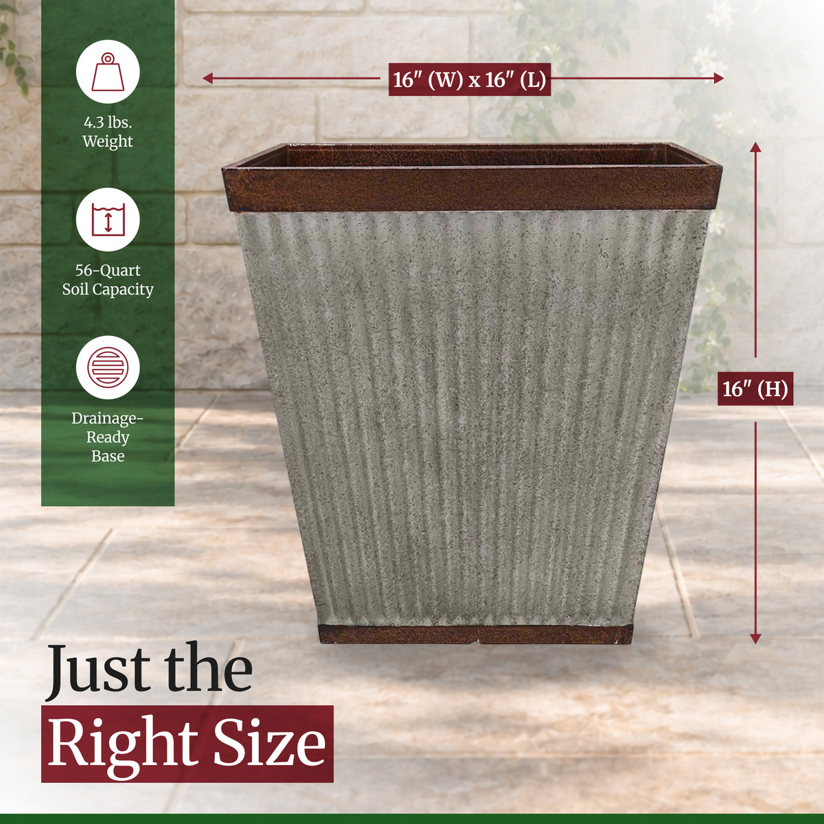 Southern Patio HDR-046851 Square Rustic Resin Outdoor Box Flower Planter (4 Set)