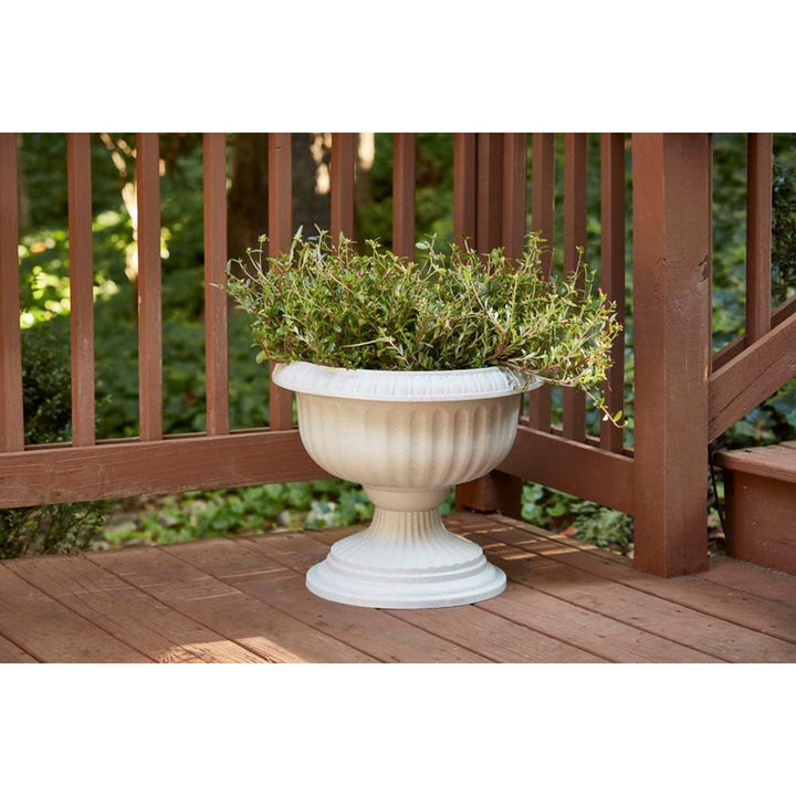 Southern Patio Dynamic Design Outdoor 18 In Resin Grecian Urn Planter Pot, White - VMInnovations