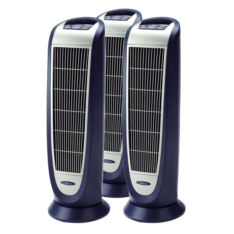 Lasko 5160 Portable Electric 1500W Oscillating Ceramic Tower Space Heater 3 Pack