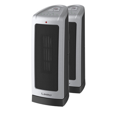 Lasko 1500W Portable Electric Oscillating Ceramic Tower Space Heater (2 Pack)